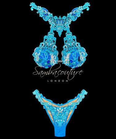 SambaCouture turquoise blue WBFF posing suit