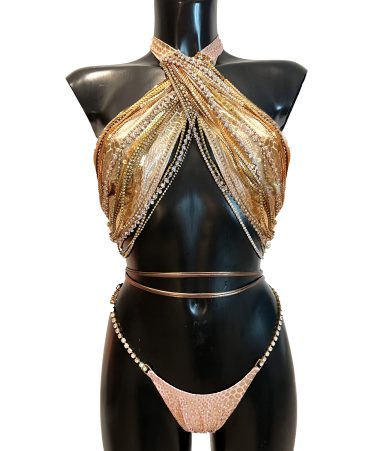 gold WBFF bikini by sambacouture