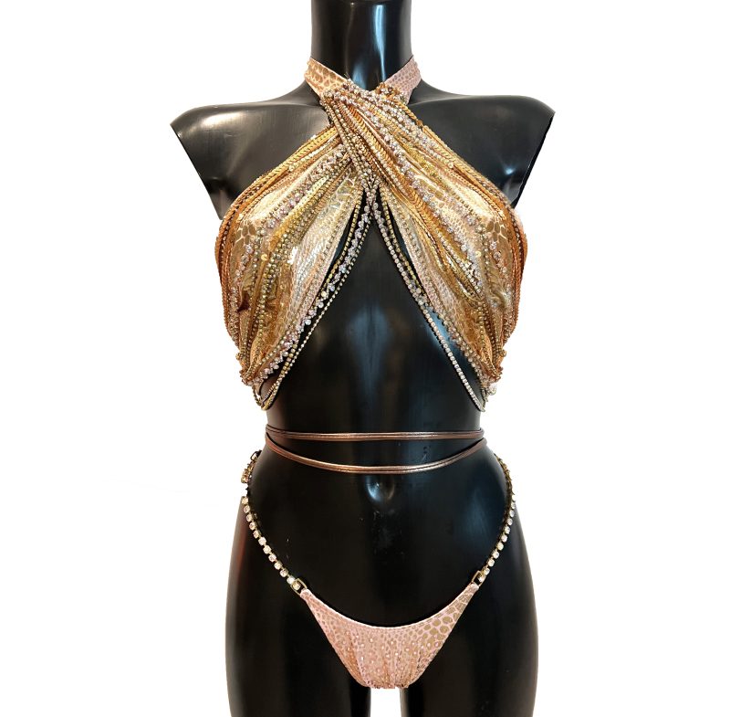gold WBFF bikini by sambacouture
