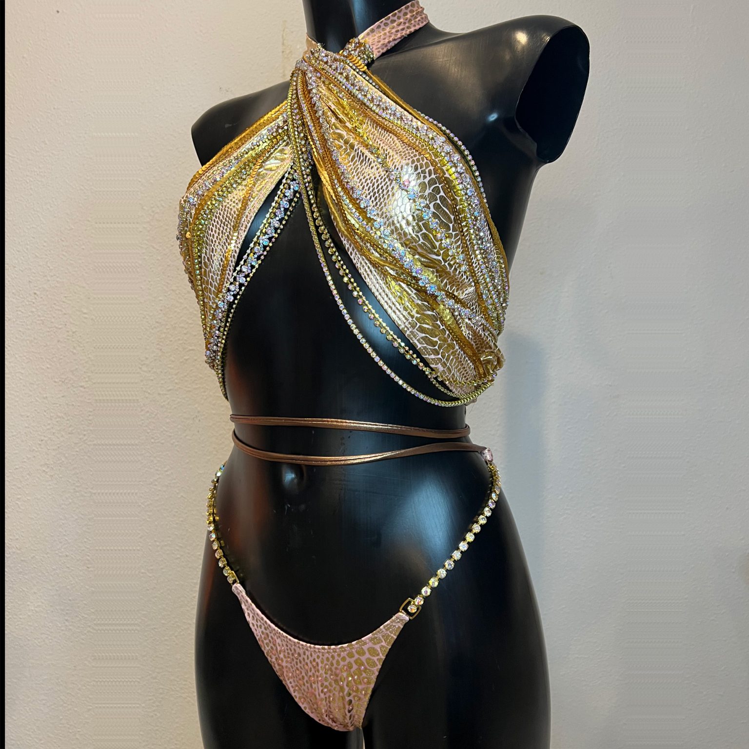 gold WBFF bikini by sambacouture