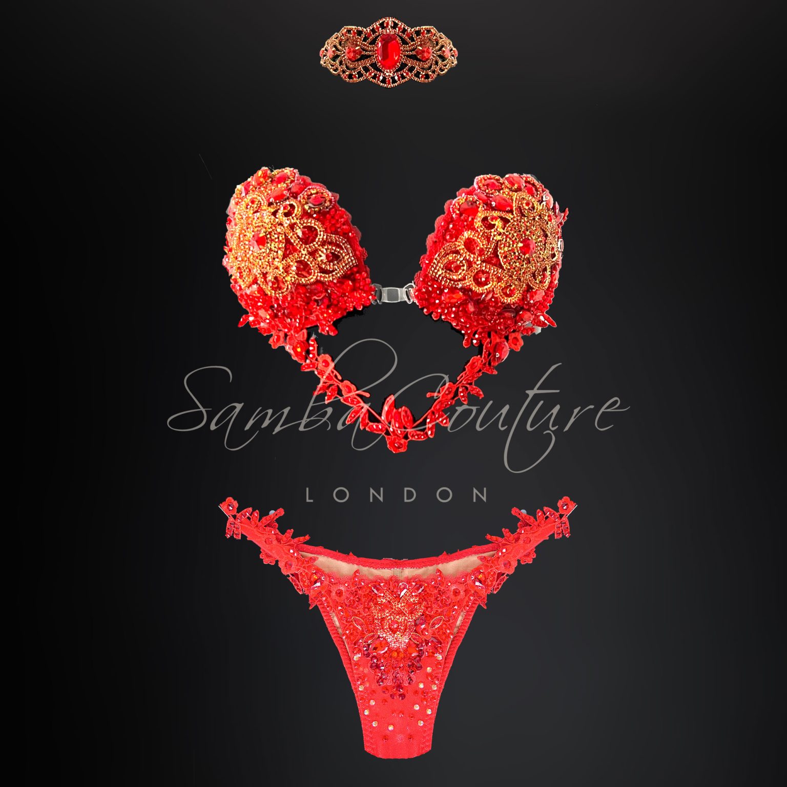 Red WBFF bikini by sambacouture