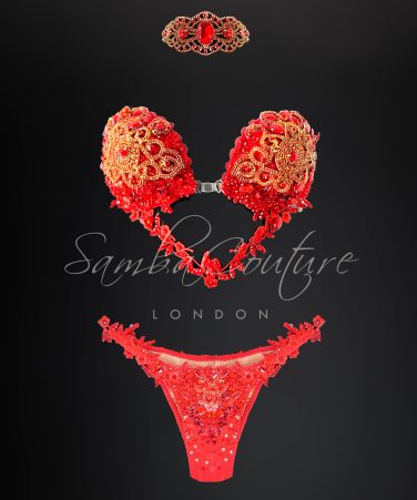 Red WBFF bikini by sambacouture