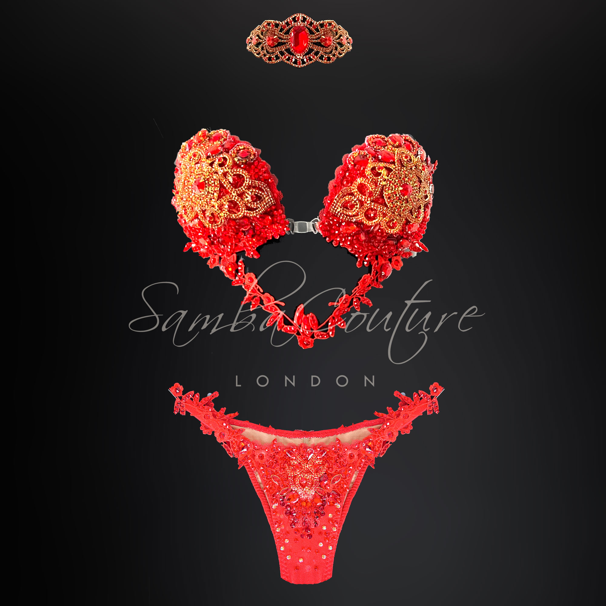 Red WBFF bikini -Crystal bikini by SambaCouture