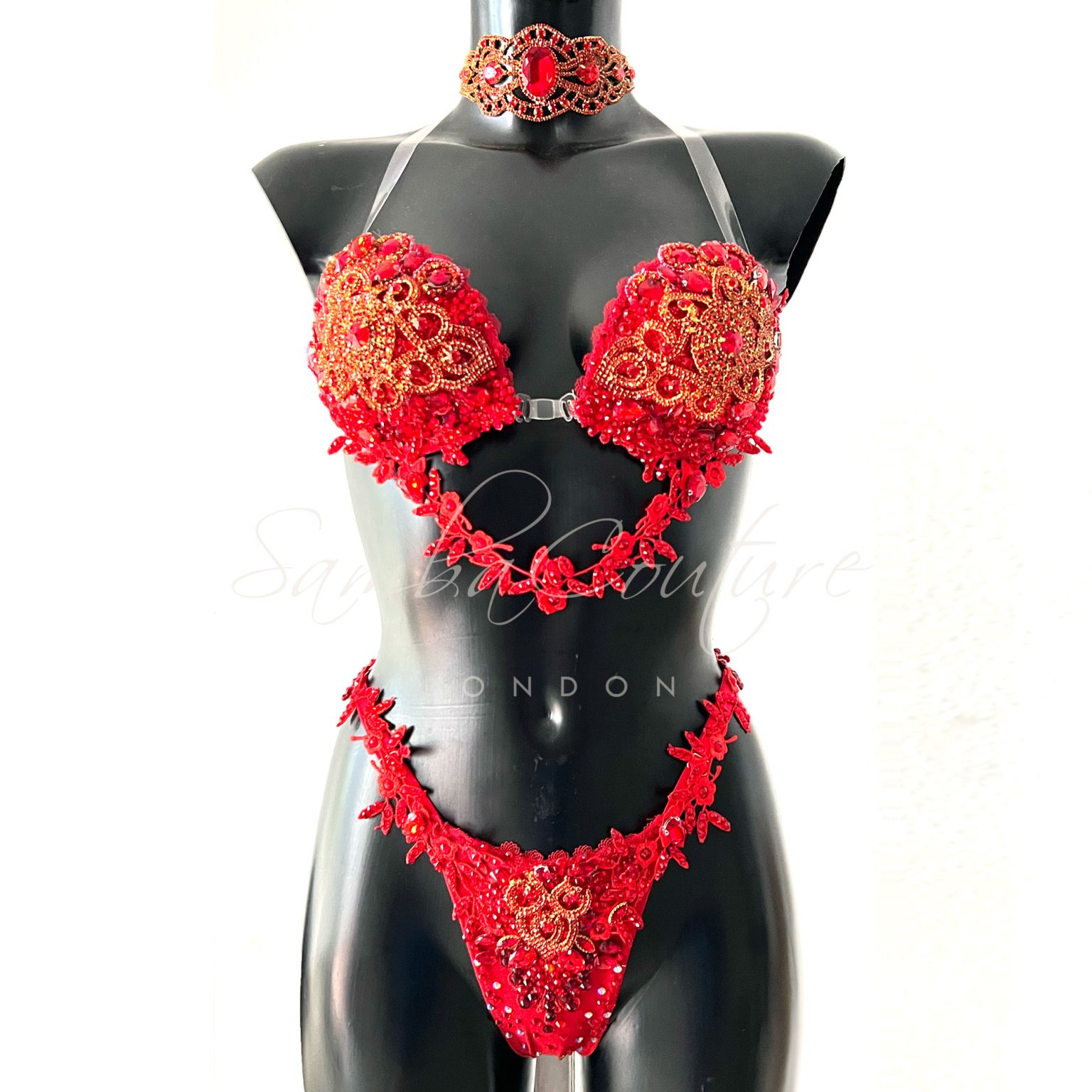 Red WBFF bikini by sambacouture