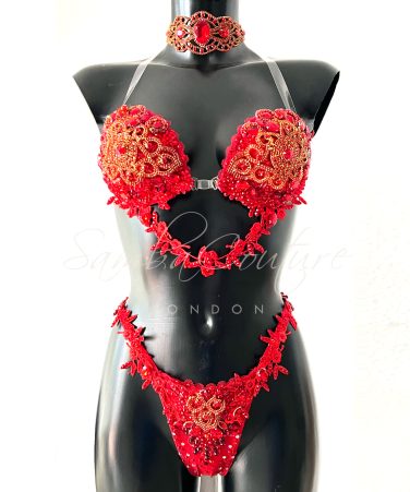 Red WBFF bikini by sambacouture