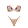Shine on stage with Samba Couture’s gold crystal bikini featuring multicolor beaded bra cups. Perfect for WBFF, FMG, and fitness competitions. Custom fit, maximum sparkle.